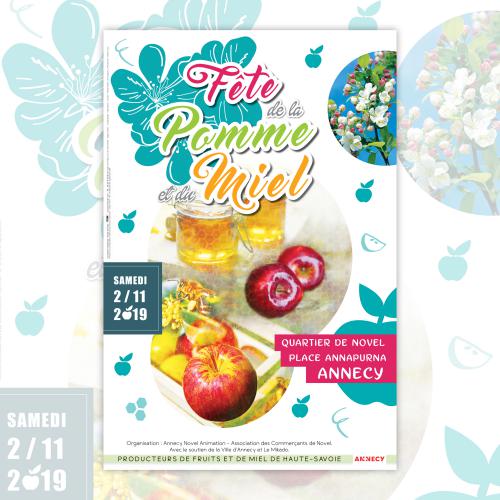 Conception de l'Affiche 2019 de la Fête de la Pomme et du Miel à Novel - Annecy / ©Pixabay.com : David Mark - Dagny Walter - Congerdesign - Capri23auto - Couleur - Mabel Amber, still incognito... / Fotolia.com : Marjory duc.