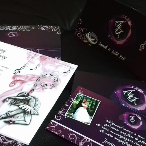 Conception et création du faire-part de mariage & carton de remerciements / ©fotolia.com - ©freevector.com